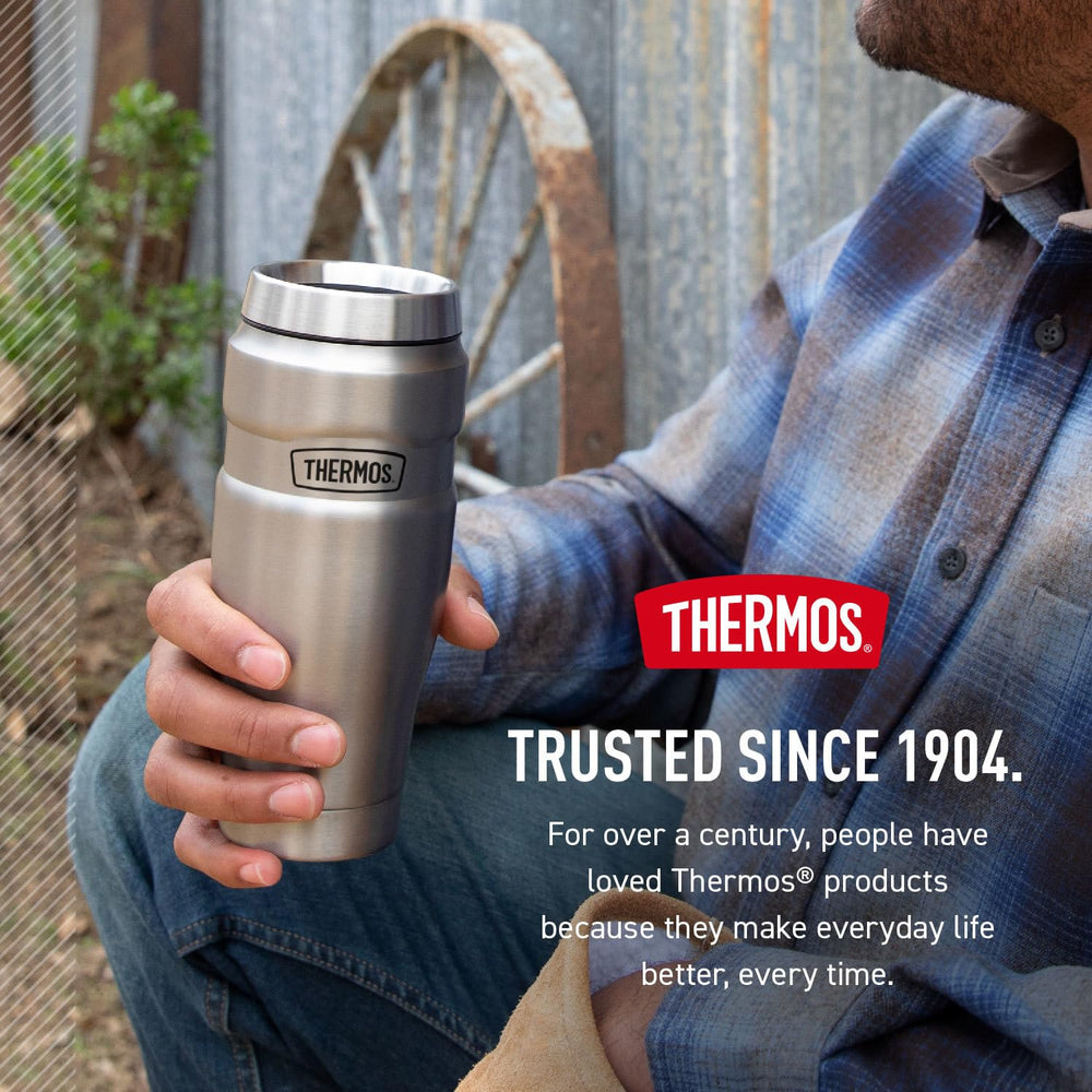 THERMOS tumbler in commute setting showing hot coffee retention for busy mornings benefit