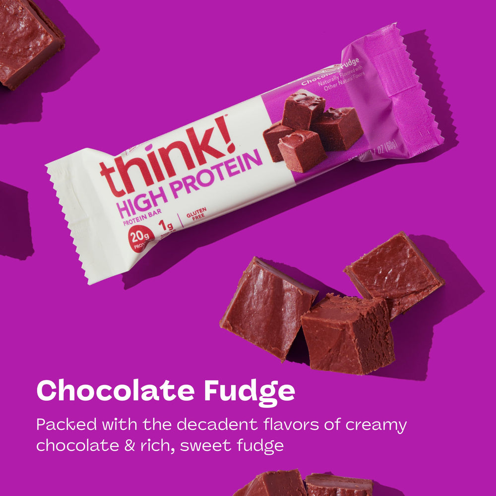think! close-up of fudge drizzle highlighting rich texture and indulgence