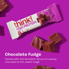 think! close-up of fudge drizzle highlighting rich texture and indulgence