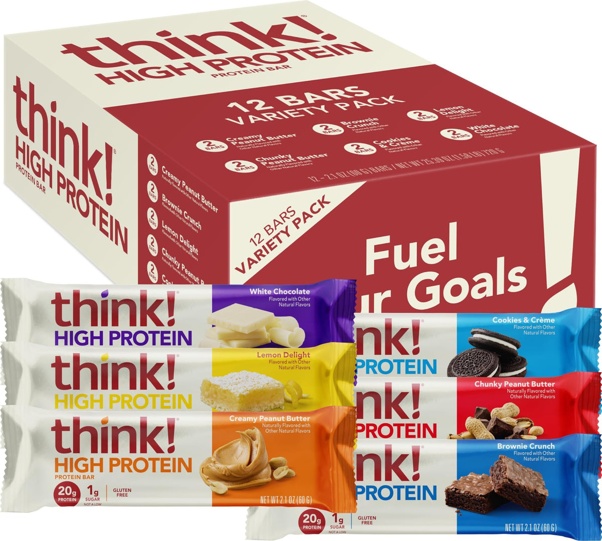 think! empaquetado frontal del Variety Pack, variedad portátil y práctica
