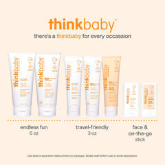 Thinkbaby etiqueta con ingredientes clave y declaración libre de químicos