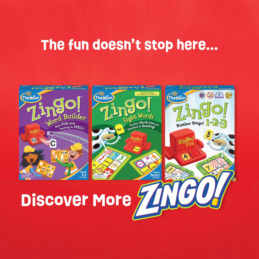 ThinkFun comparación de tamaño de piezas Zingo para valorar escala real