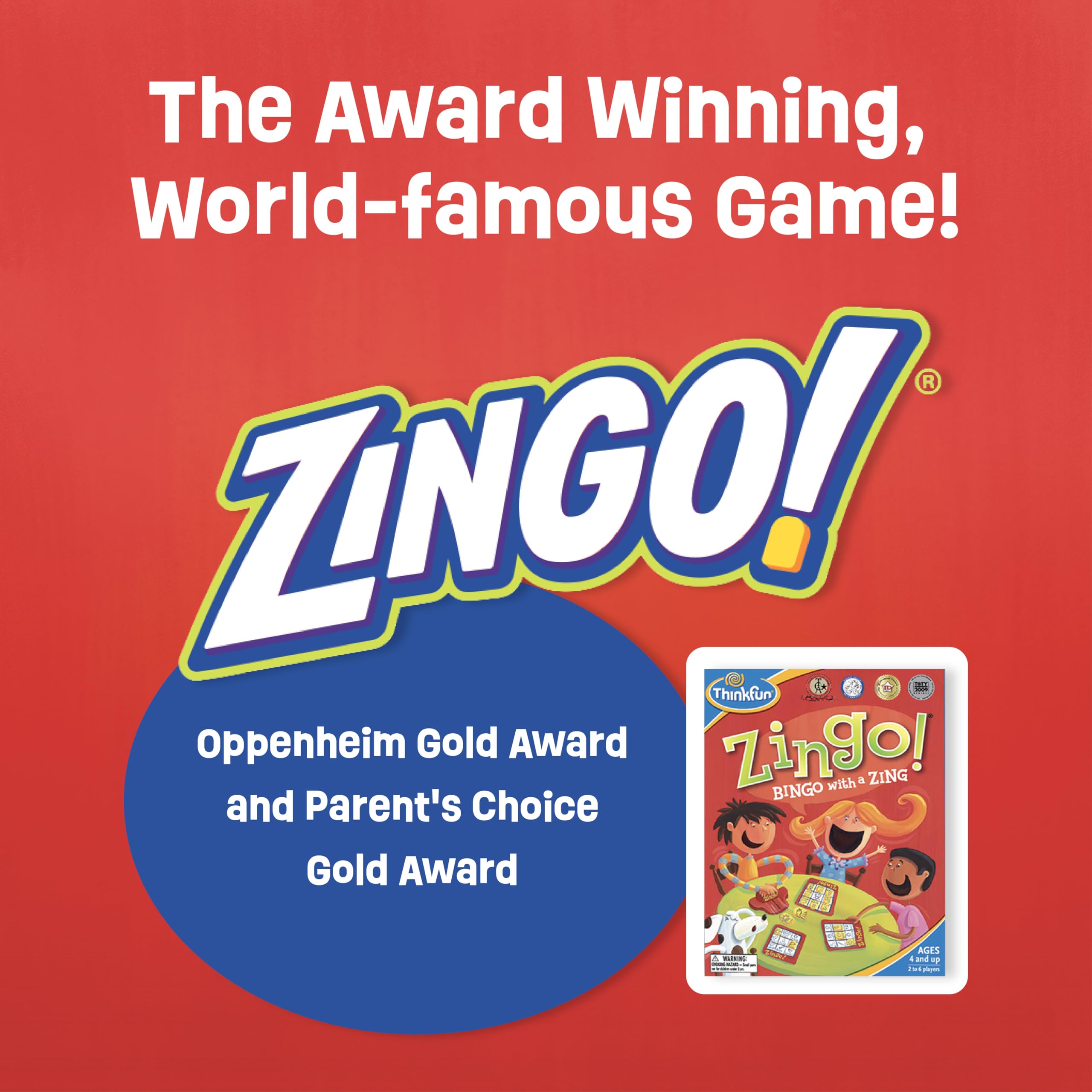 ThinkFun componentes de Zingo sobre la mesa para un juego organizado