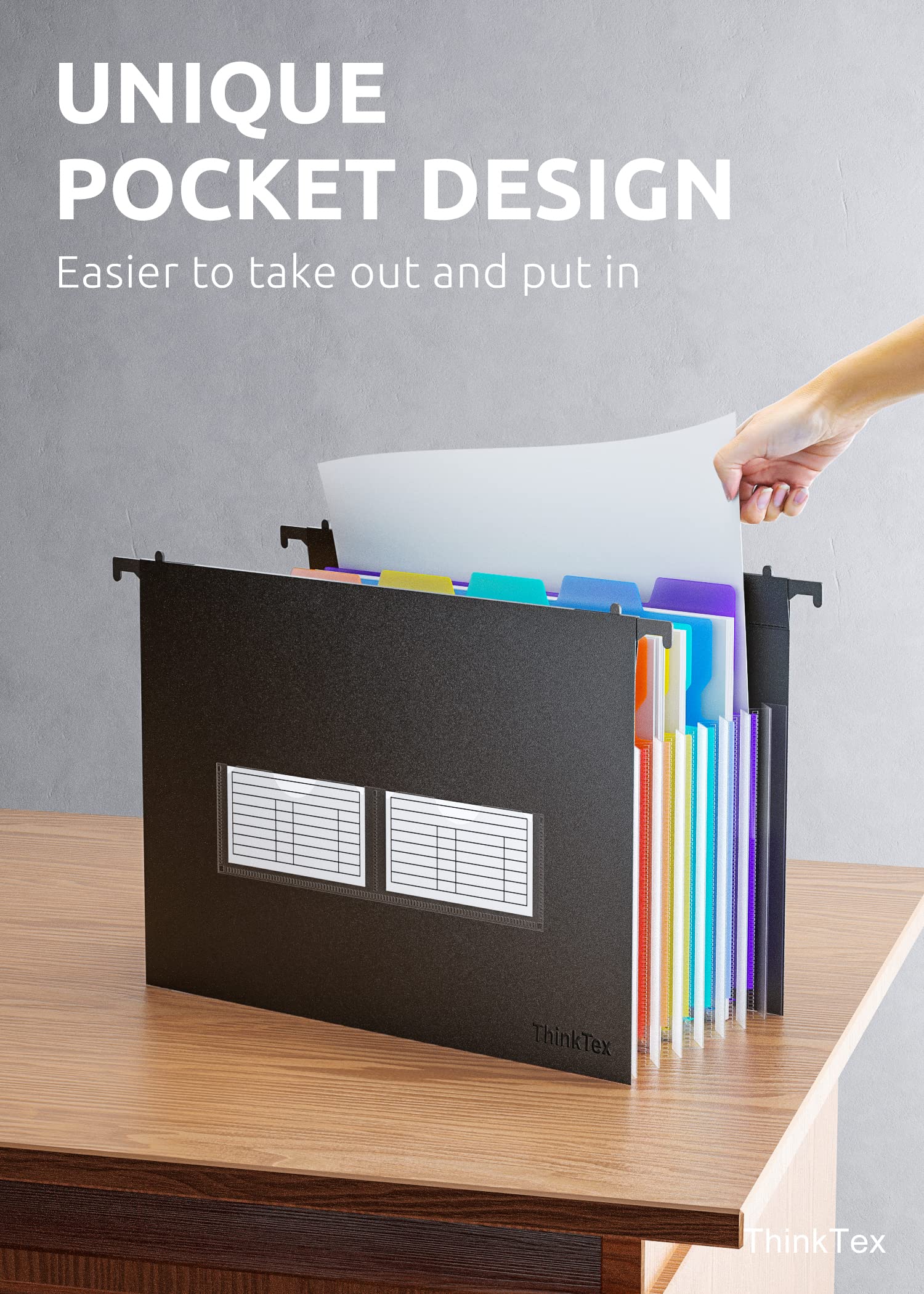 ThinkTex comparación de tamaño con papel carta para ilustrar compatibilidad y capacidad real