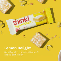 thinkThin corte de barra Lemon Delight mostrando textura interior y almendras crujientes