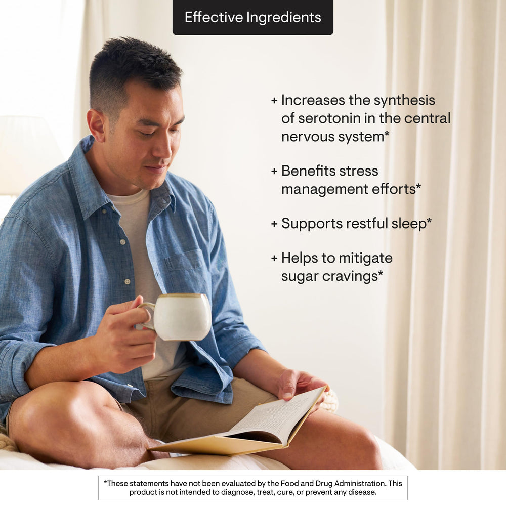Etiqueta del producto THORNE mostrando 100 mg de 5‑HTP y vitamina B6 activa
