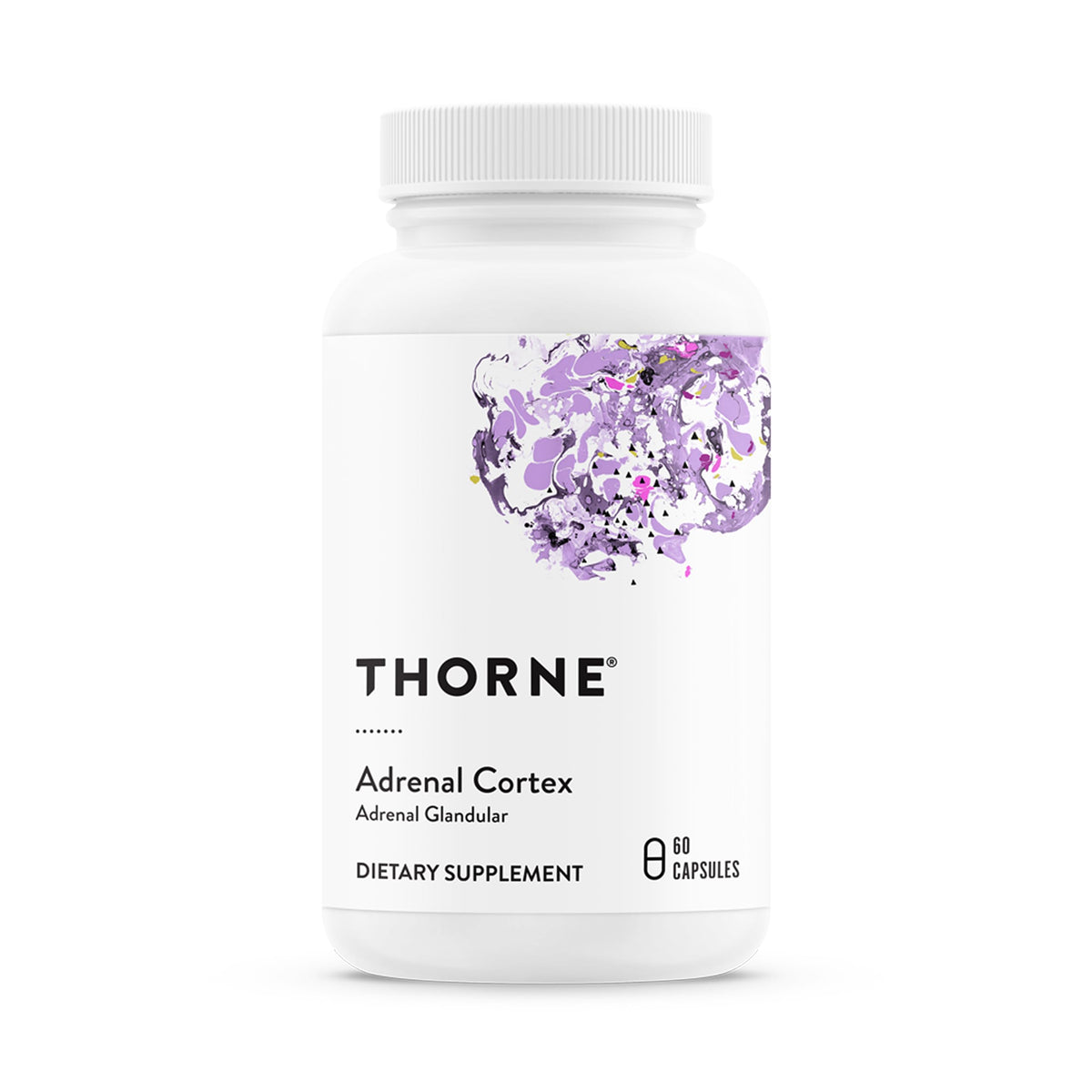 THORNE envase frontal con etiqueta visible y beneficio de dosificación clara