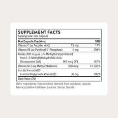 THORNE capsule close-up displaying smooth chelated iron capsules with easy swallowing