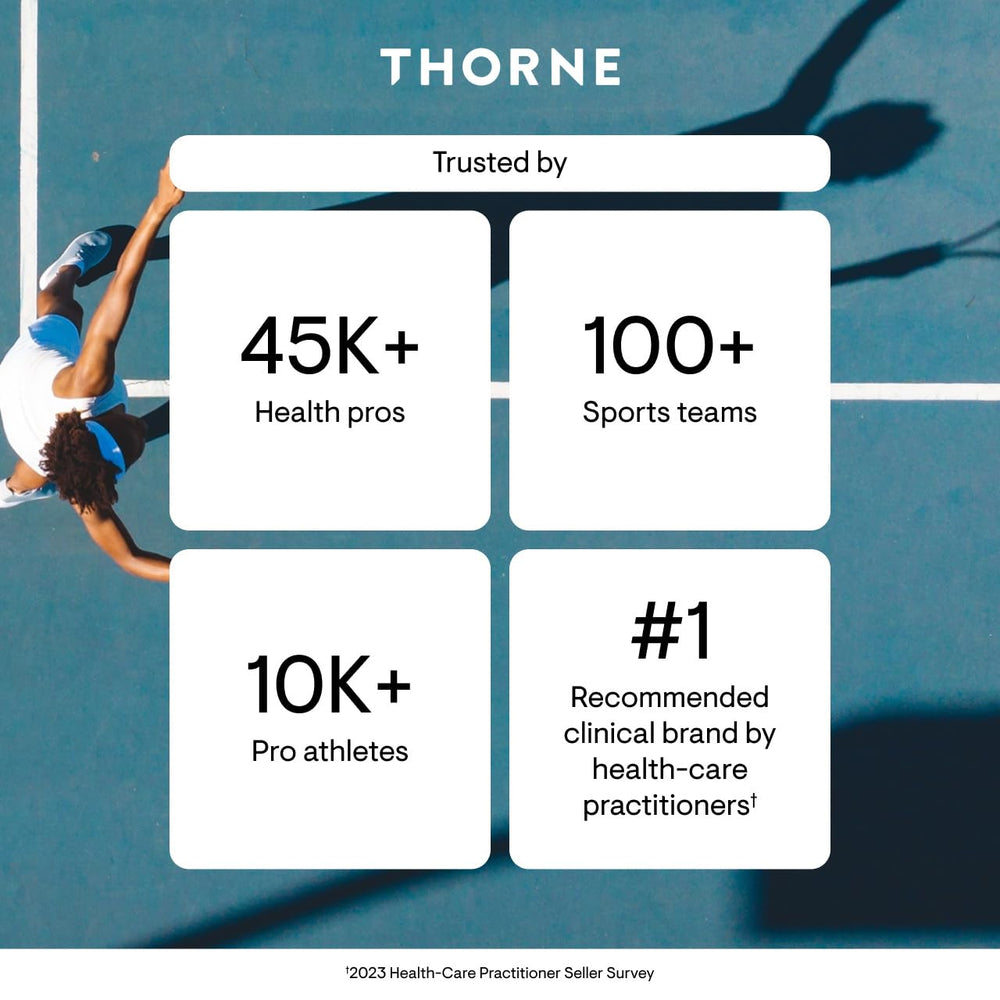 THORNE third-party test seal detail proving verified contents and quality assurance