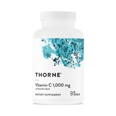 THORNE botella frontal de Vitamina C 1000 mg, presentación clara y profesional