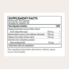 THORNE detalle de la etiqueta con lista de ingredientes y beneficios