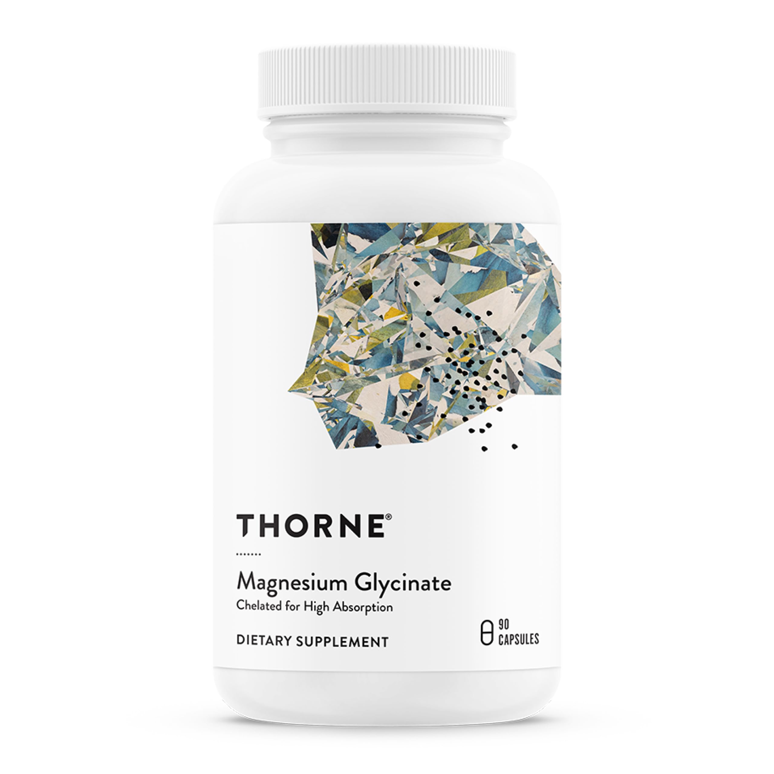THORNE frente del envase de Magnesium Glycinate mostrando la marca y cantidad