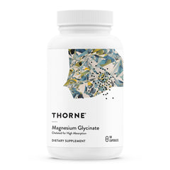 THORNE frente del envase de Magnesium Glycinate mostrando la marca y cantidad