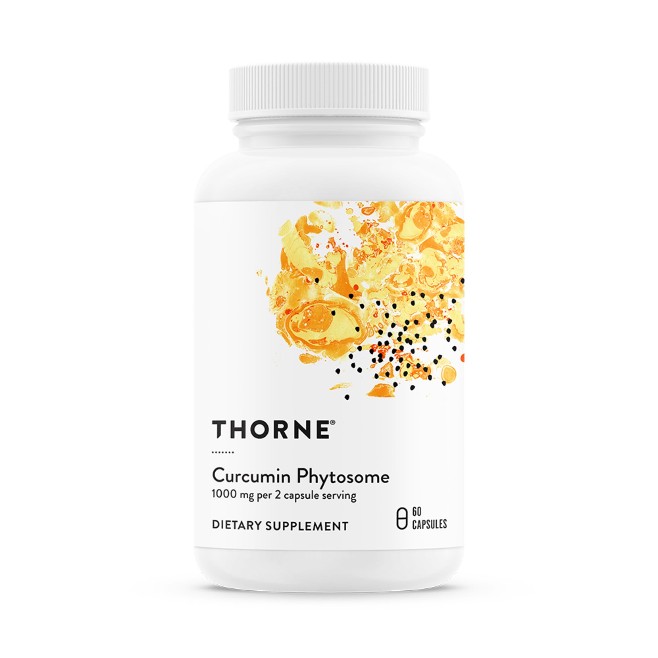 THORNE envase frontal de Curcumin Phytosome mostrando diseño y dosis