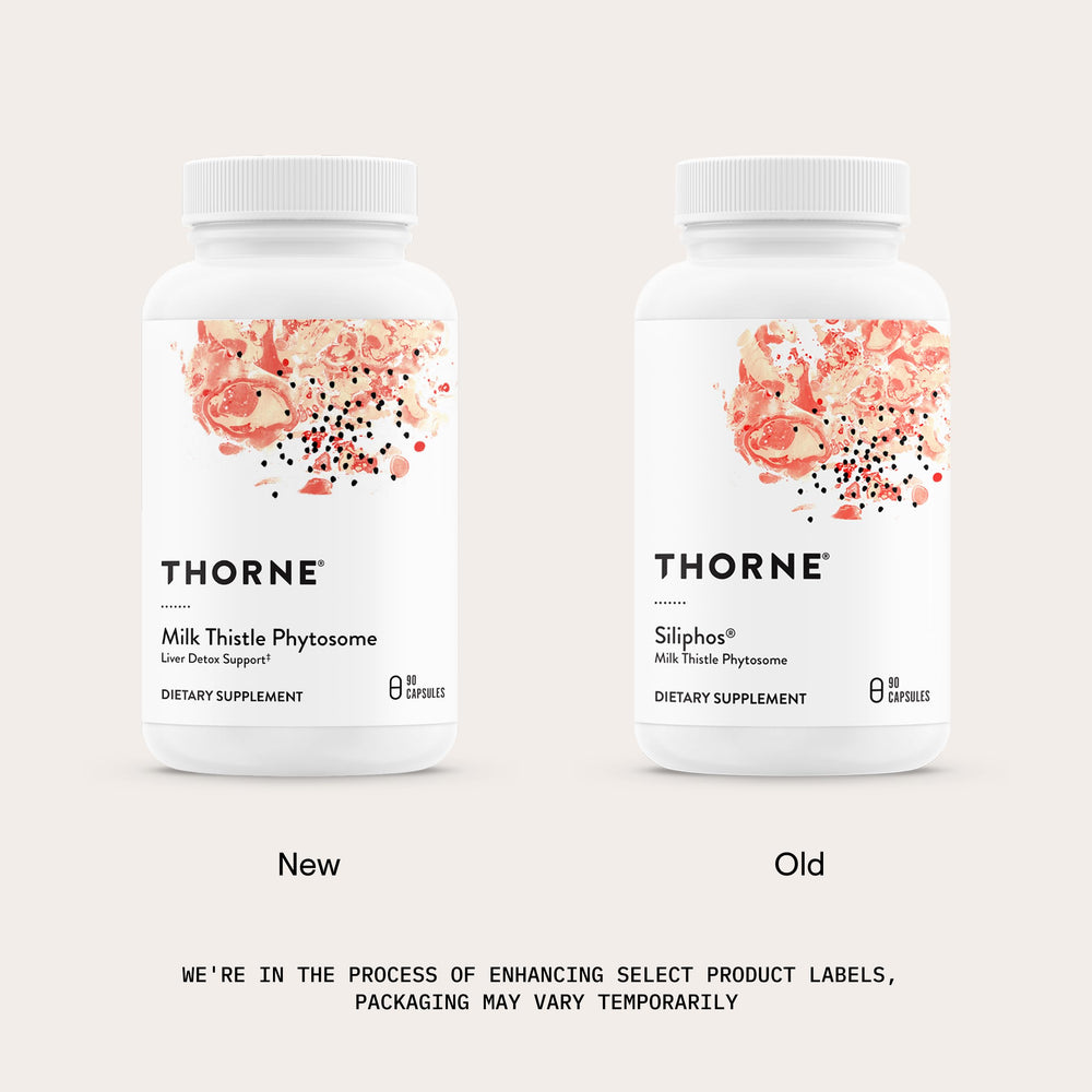 THORNE label details with supplement facts visible, reassures quality transparency