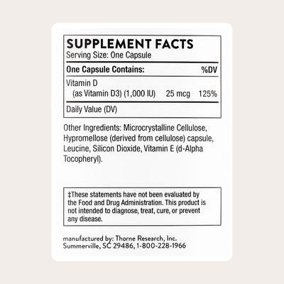 THORNE bottle with cap open revealing capsules, highlighting convenience of daily use