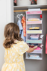 Three Sweet Peas Co close up of clear day label tabs showing colorful inserts for easy customization