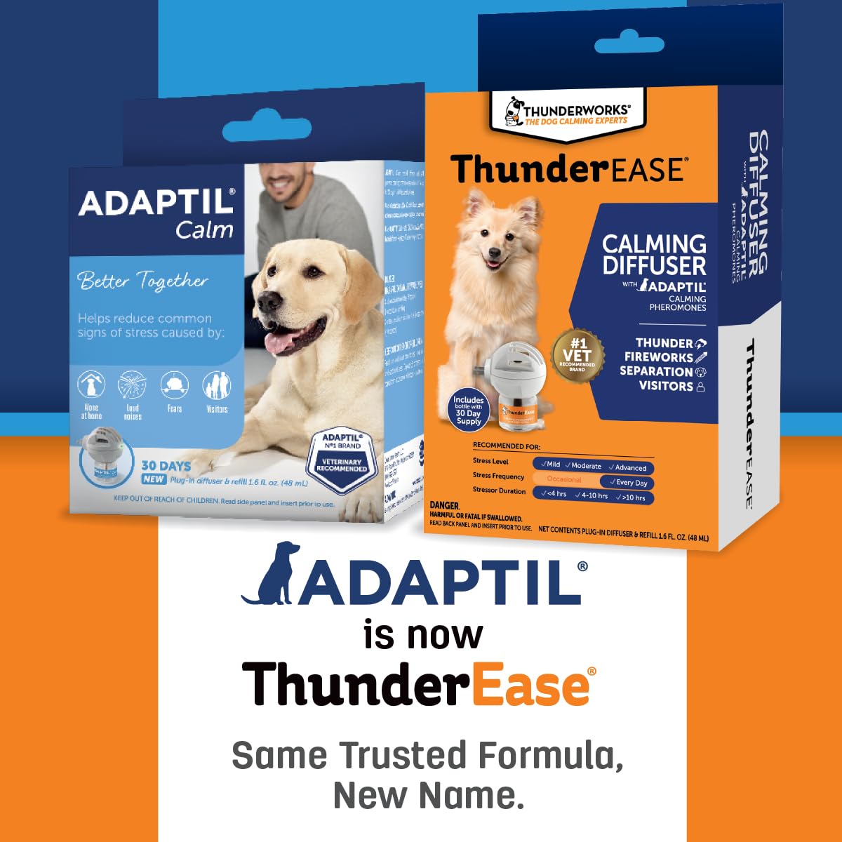 ThunderEase diffuser with dog relaxing illustrating reduced stress benefit