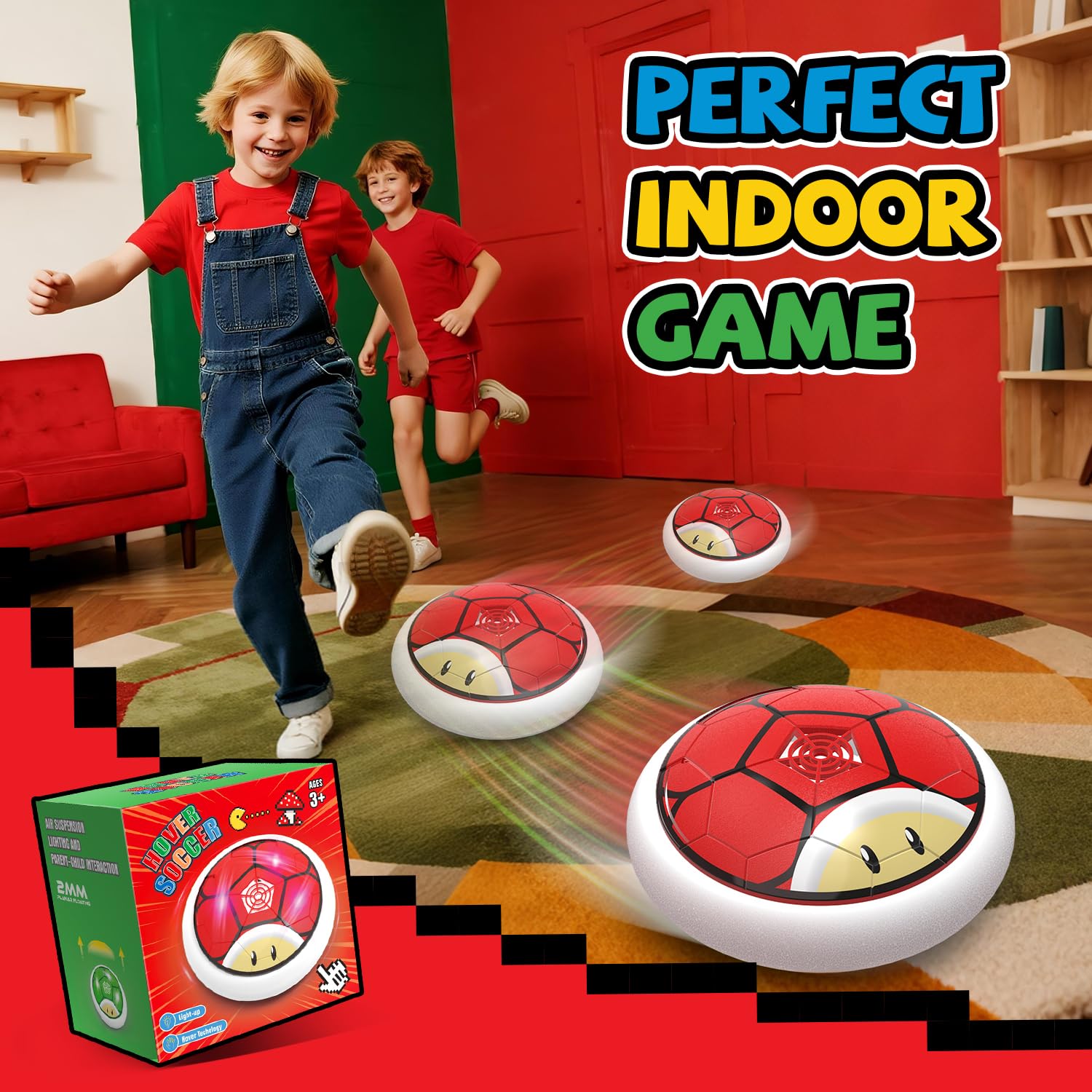 Thusine etiqueta con diseño cartoon que atrae a niños y estimula juego