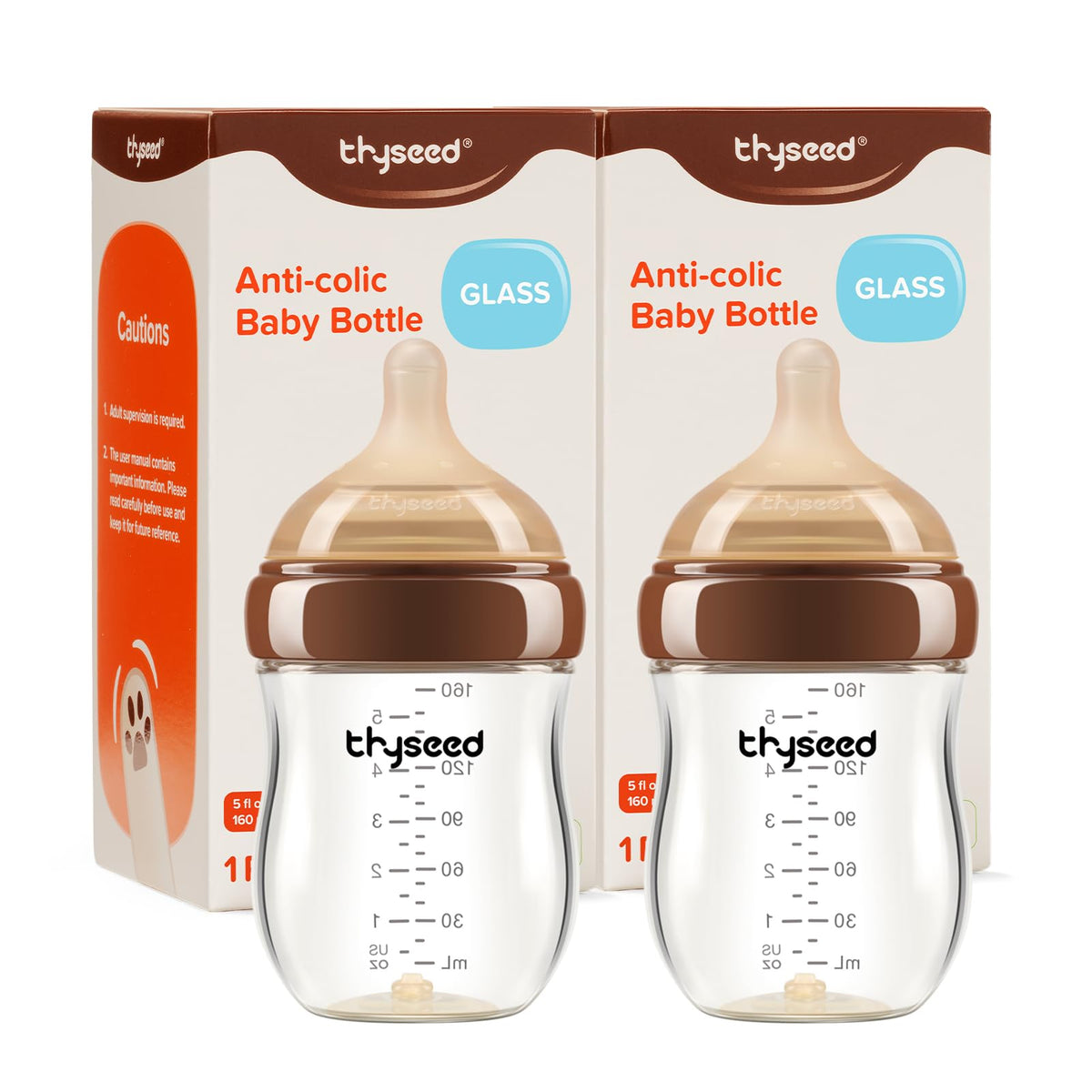 thyseed front packaging showing two glass bottles and benefits