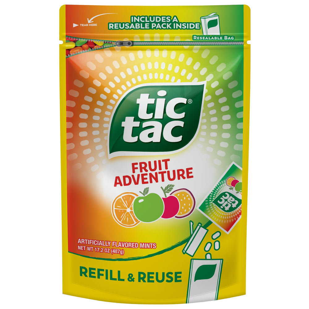 Tic Tac bolsa frontal mostrando el sello resealable y ahorro