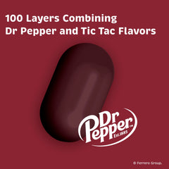 Tic Tac Dr Pepper primer plano de la pastilla que revela textura y sabor