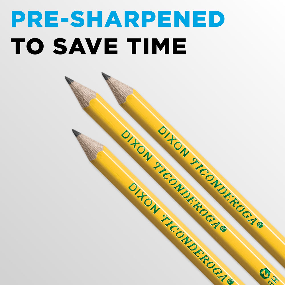 detail of Ticonderoga green-and-gold ferrule and latex-free eraser, clean erasing