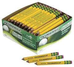 Ticonderoga paquete frontal de 72 lápices amarillo mostrando cantidad y acabado