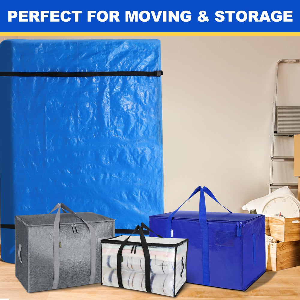 TICONN bagged mattress stored in garage showing dust and moisture protection