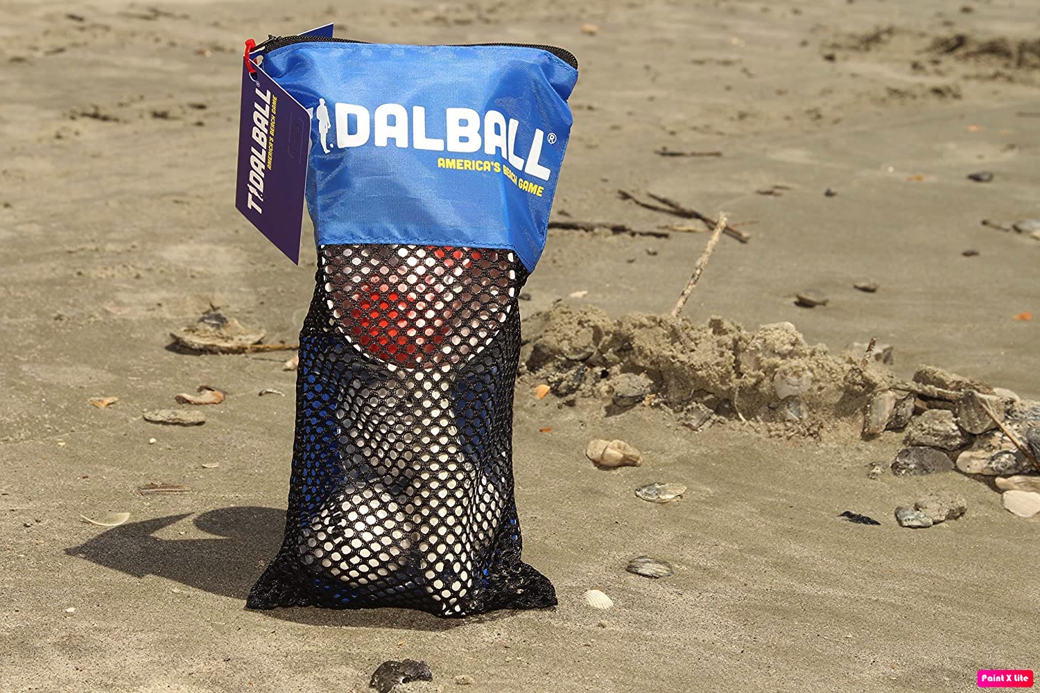 TidalBall scale comparison beside a hand and drink showing lightweight size