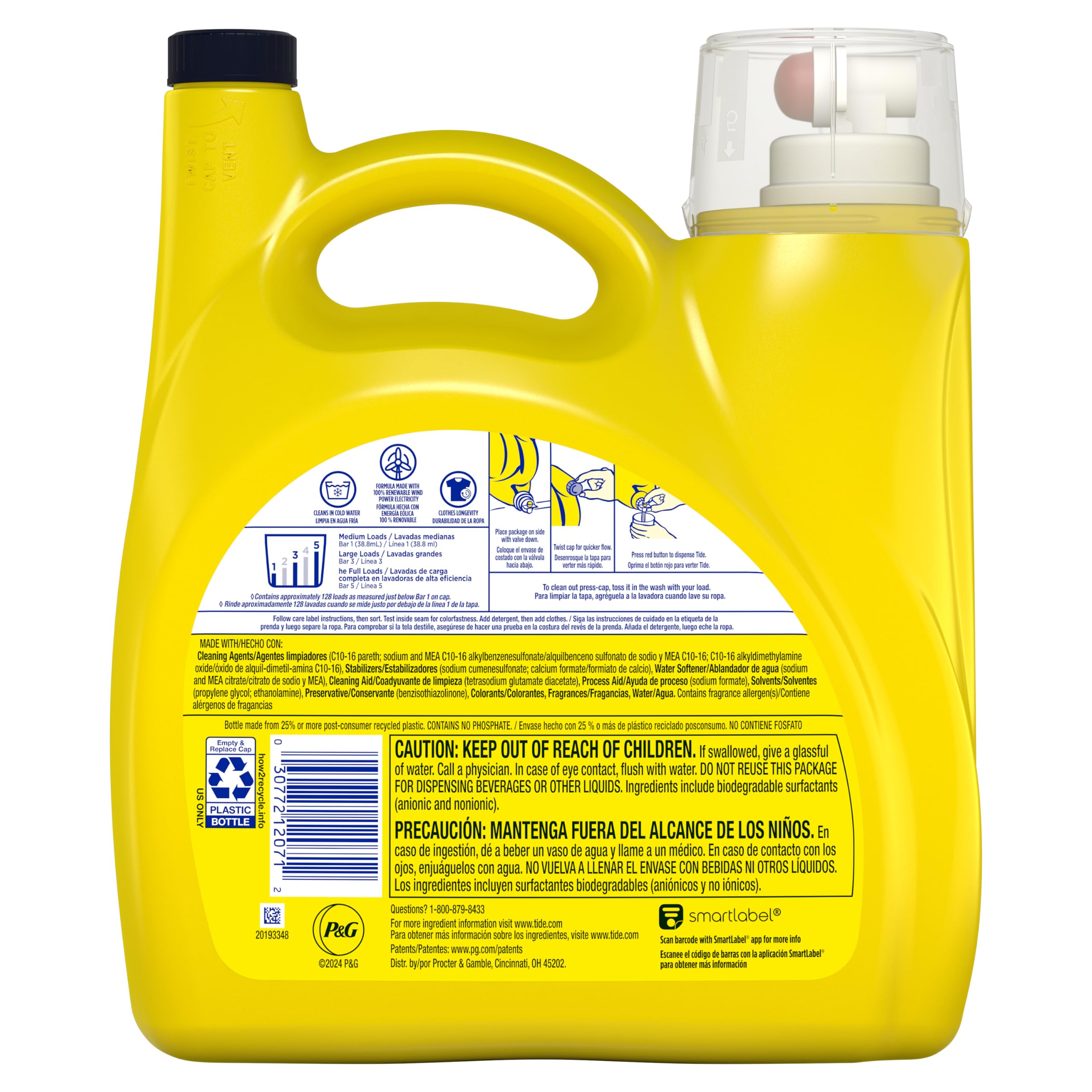 Tide botella colocada en cuarto de lavado optimizando almacenamiento