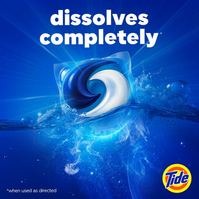 Tide envase abierto con cápsulas dentro que facilita recarga y acceso
