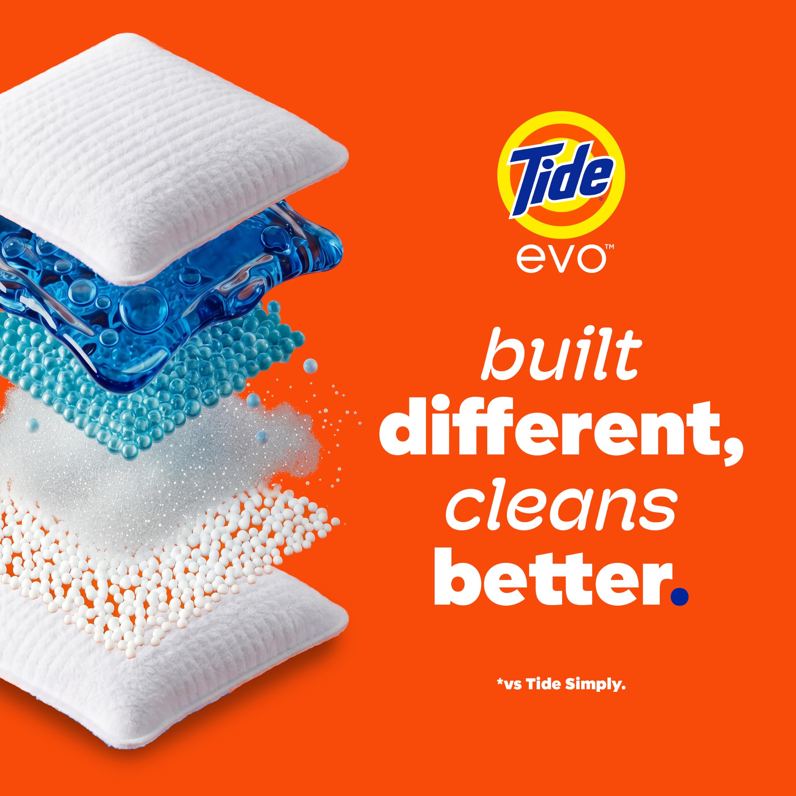 Tide evo pastilla disolviéndose en agua demostrando acción instantánea