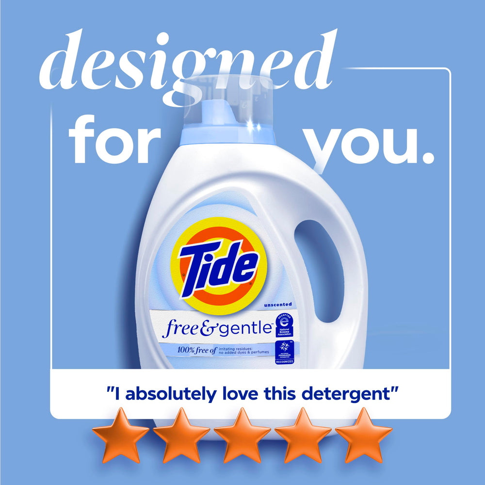 Ropa de bebé limpia con Tide Free & Gentle mostrando suavidad y cuidado para piel sensible