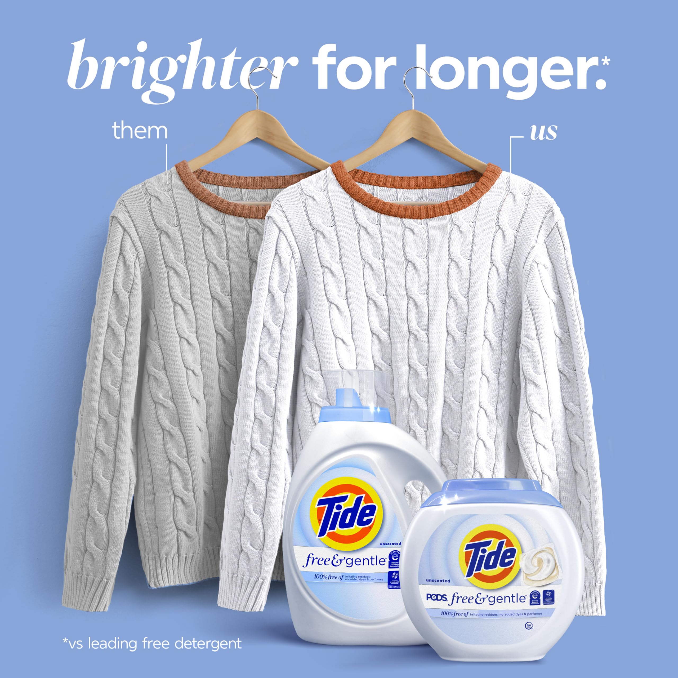 Botella Tide Free & Gentle junto a una lavadora en uso para lavado seguro en cualquier máquina
