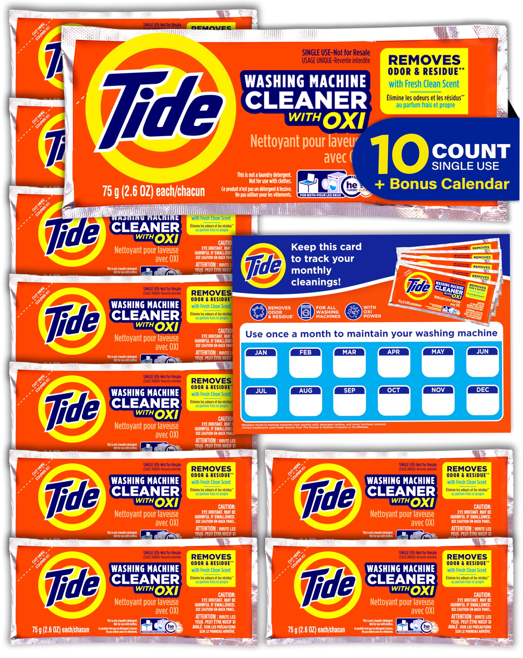 Tide frente caja y sobres mostrando facilidad de uso y suministro prolongado