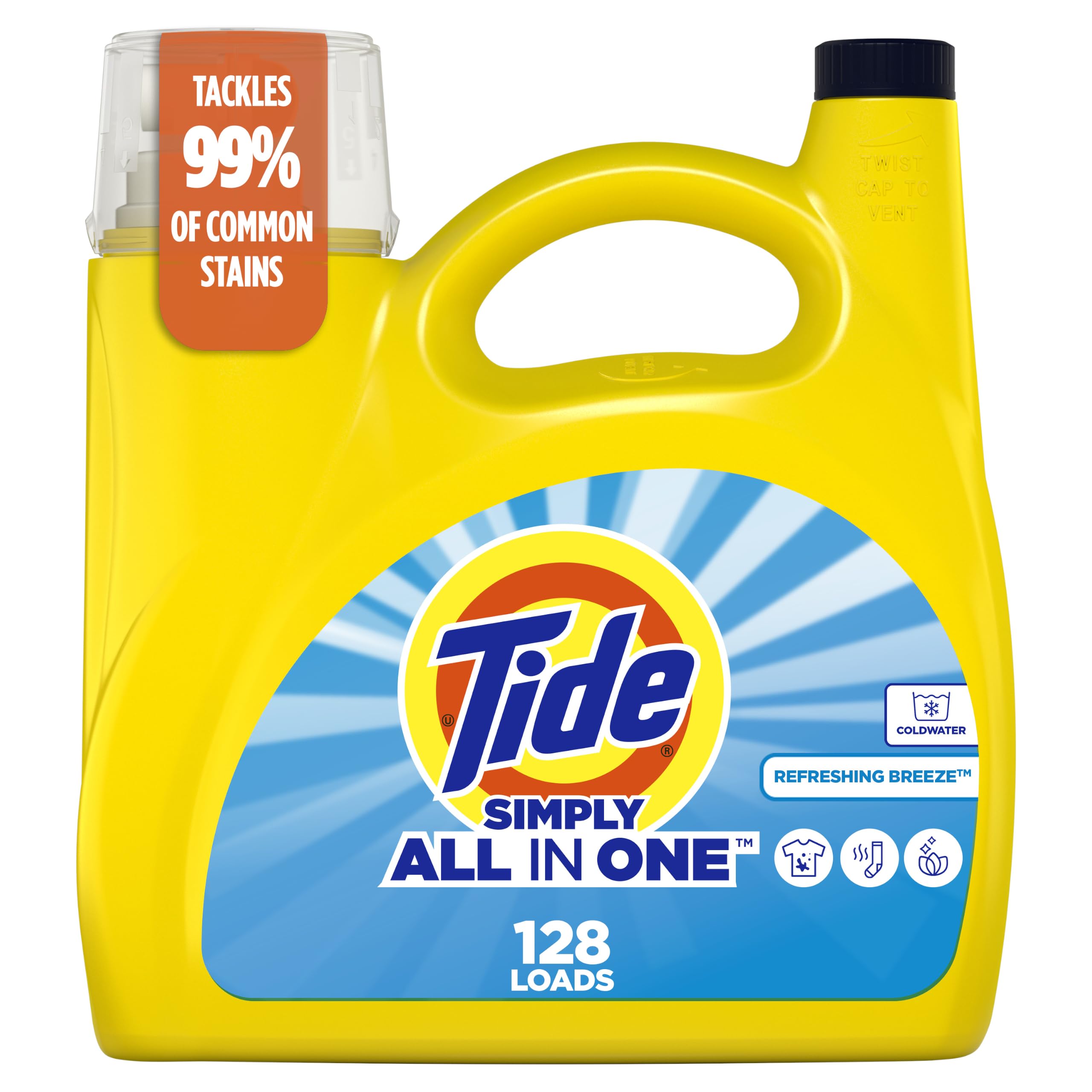 Tide envase frontal Refreshing Breeze mostrando diseño y volumen 168 fl oz