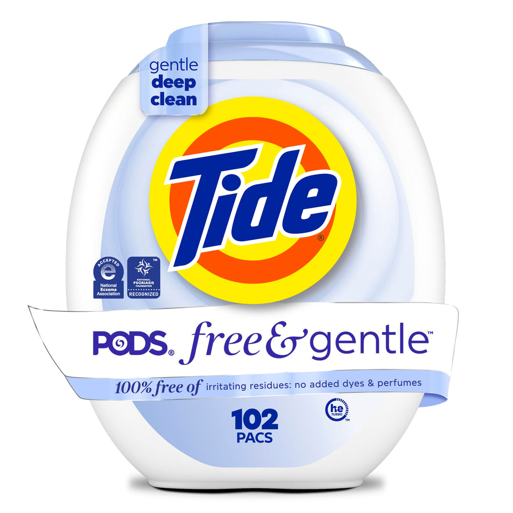 Tide envase frontal 102 unidades mostrando cantidad y diseño práctico