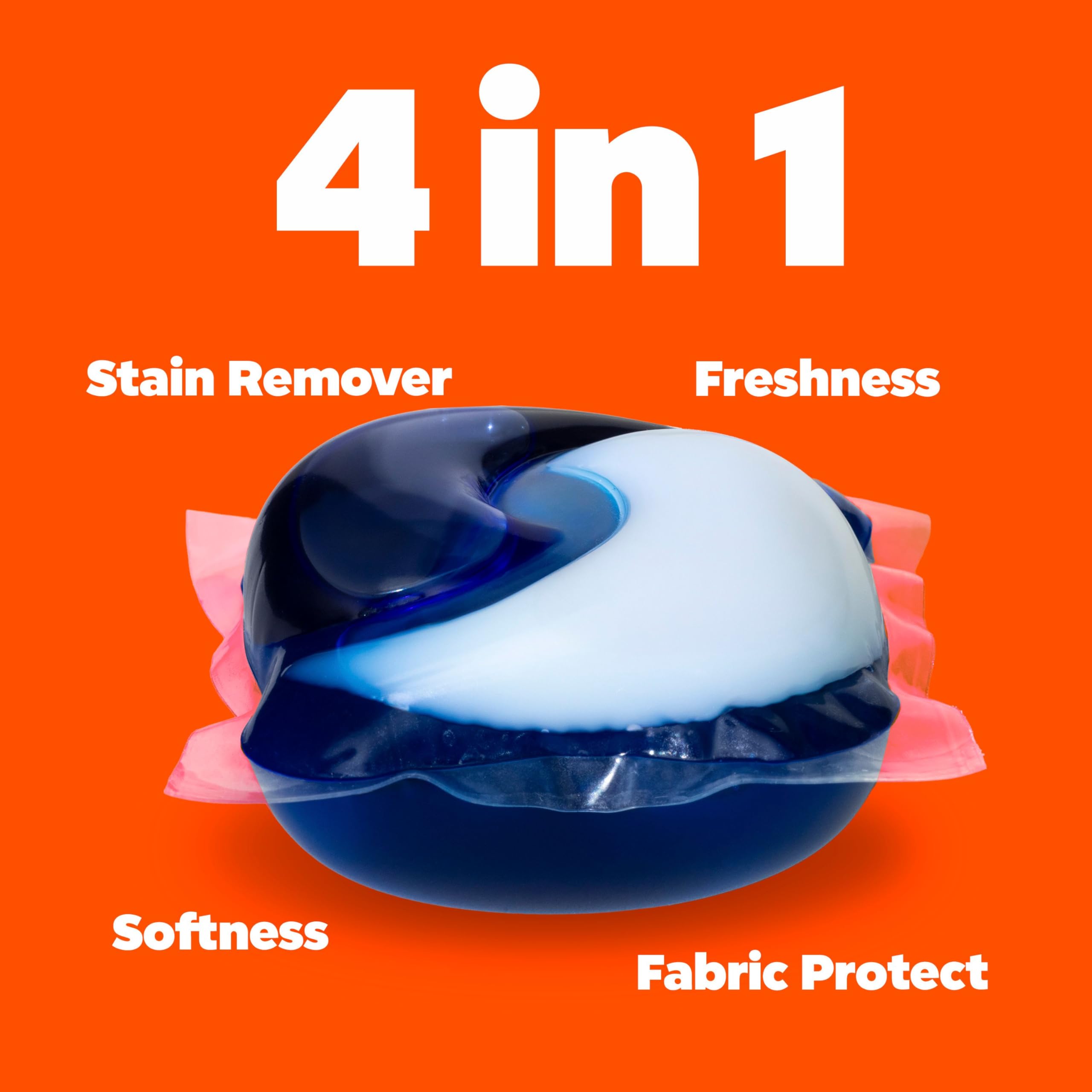 Detalle de una cápsula Tide PODS disolviéndose en agua, limpieza activa rápida