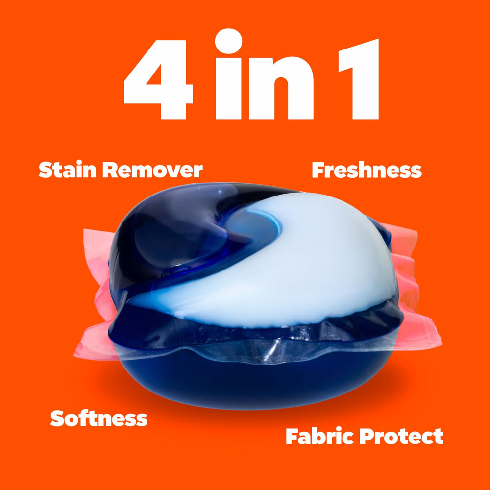 Detalle de una cápsula Tide PODS disolviéndose en agua, limpieza activa rápida