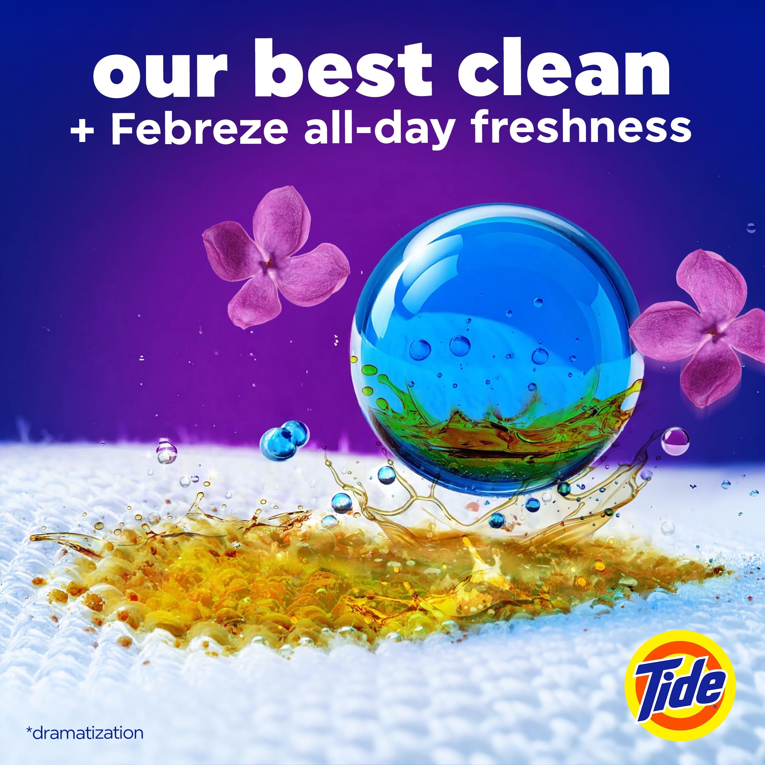 Tide cápsula detalle de textura que ilustra liberación de ingredientes