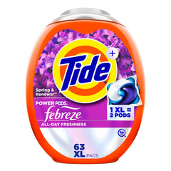 Tide envase frontal mostrando diseño y beneficio de limpieza potente