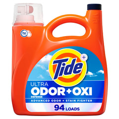 Tide Ultra Odor Defense vista frontal mostrando envase grande y uso prolongado