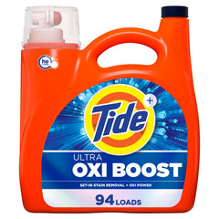 Tide botella frente mostrando tamaño grande y valor por carga