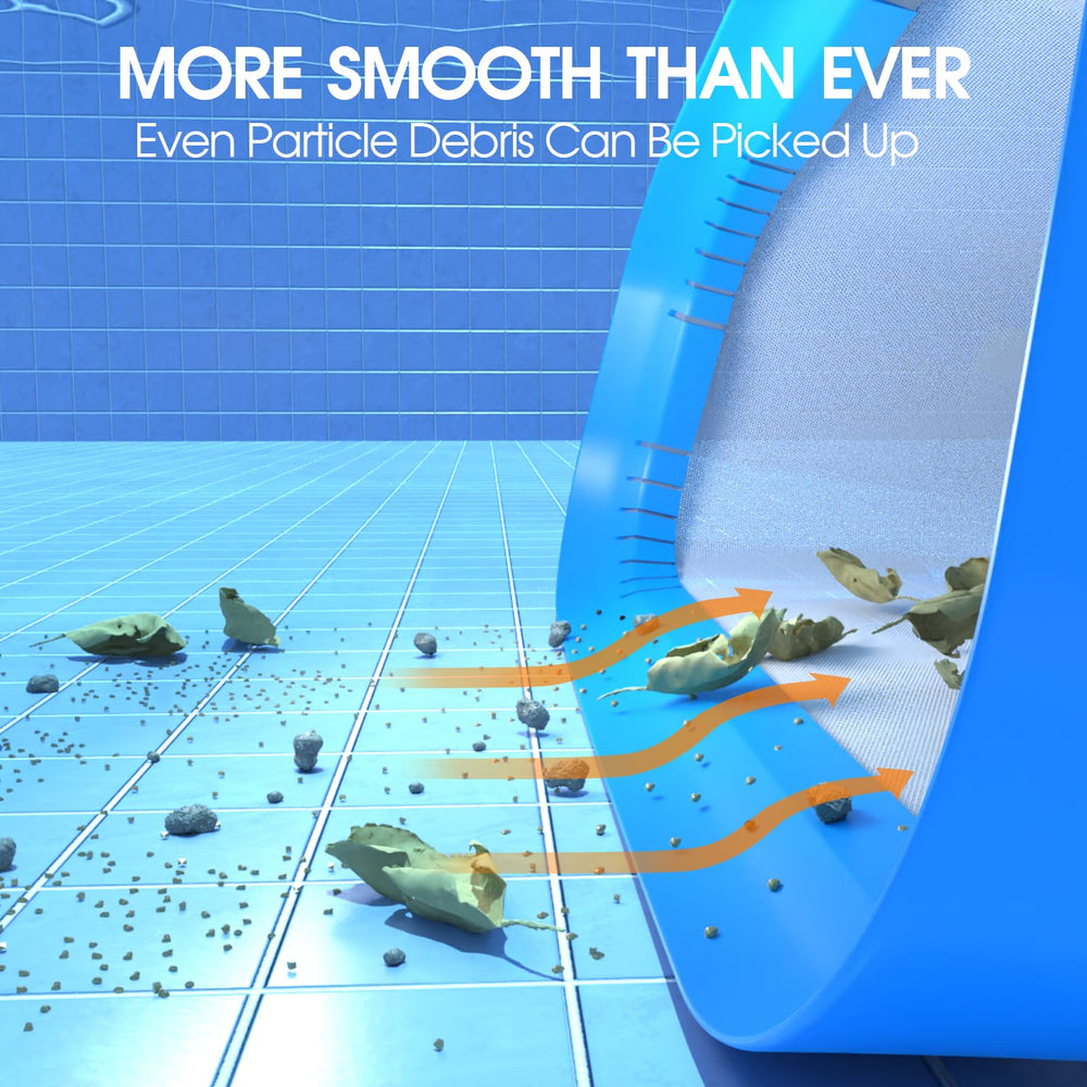 TidyMister skimmer shown next to common pool pole to display size and reach