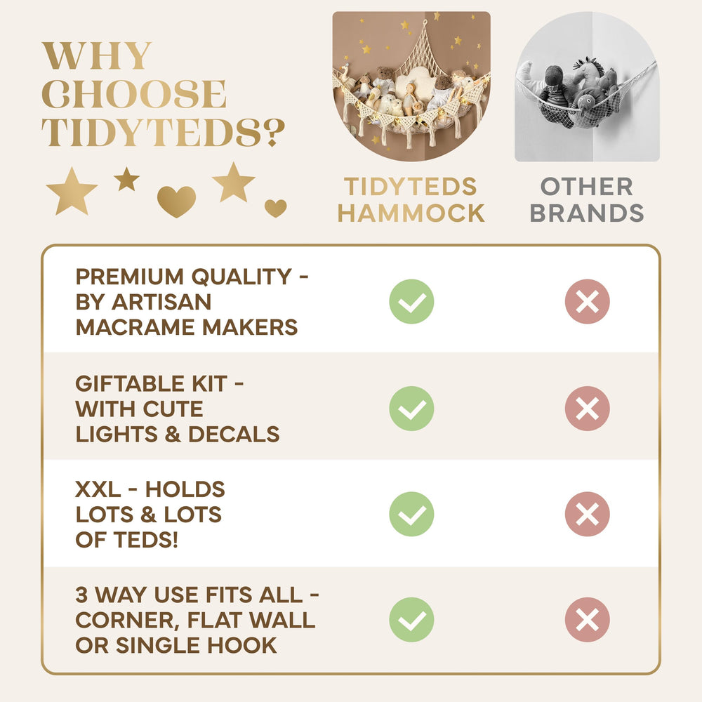 TIDYTEDS hamaca en uso con peluches para maximizar espacio y orden