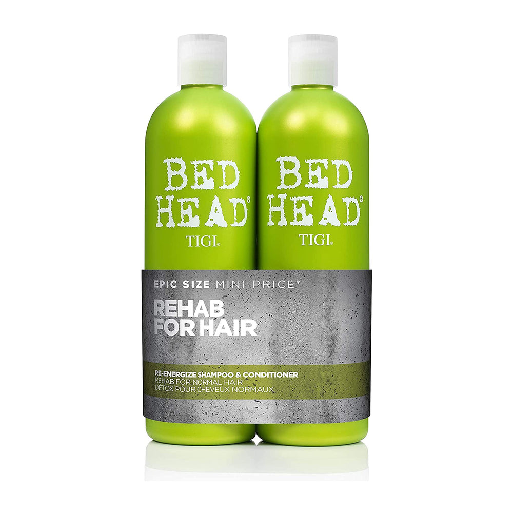 TIGI Bed Head frontal del dúo mostrando envases y beneficio limpieza profesional