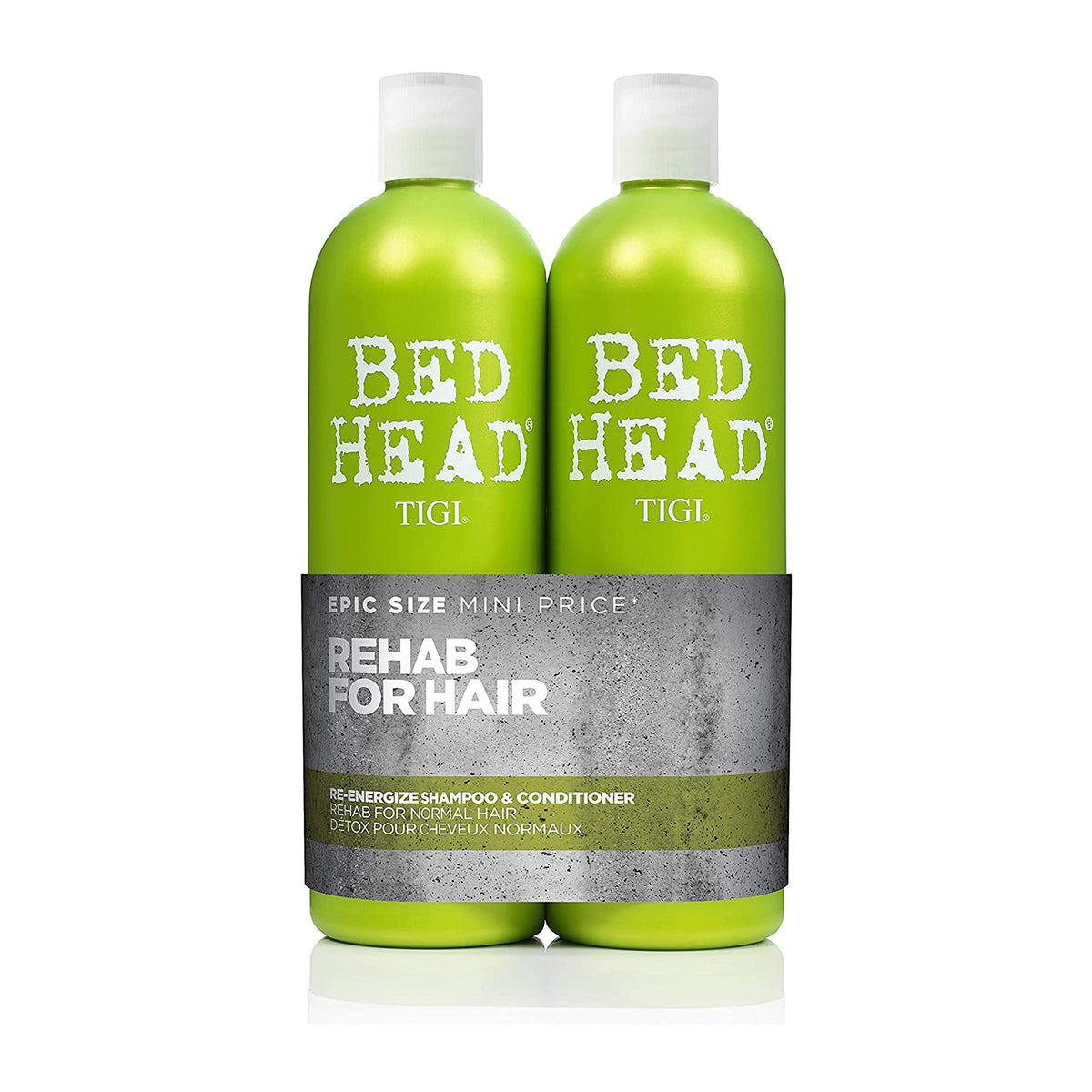 TIGI Bed Head frontal del dúo mostrando envases y beneficio limpieza profesional