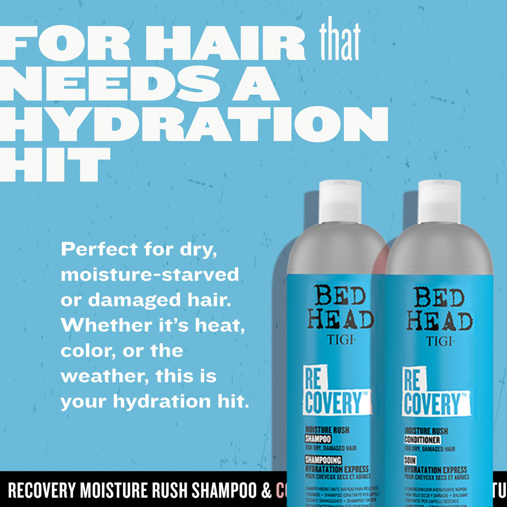 TIGI Bed Head producto en uso bajo la ducha demostrando hidratación intensa