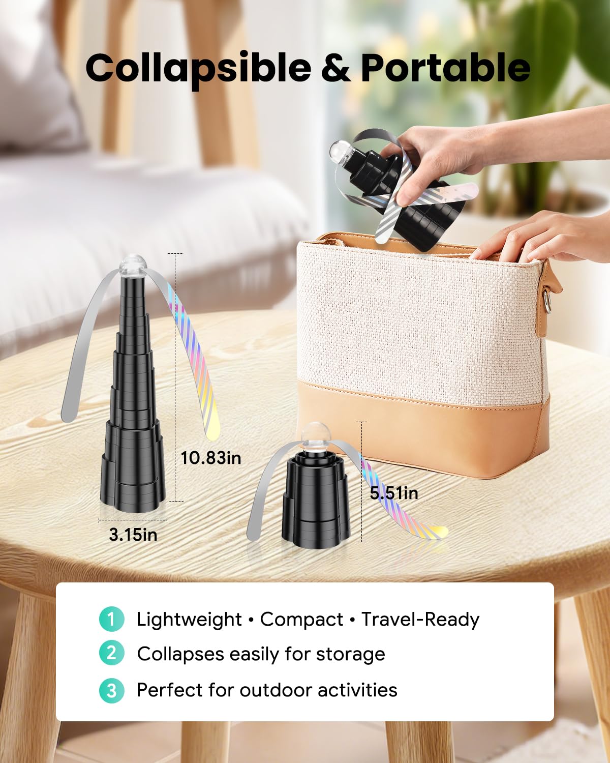 Tihilgam ventilador plegado compacto fácil de guardar y transportar